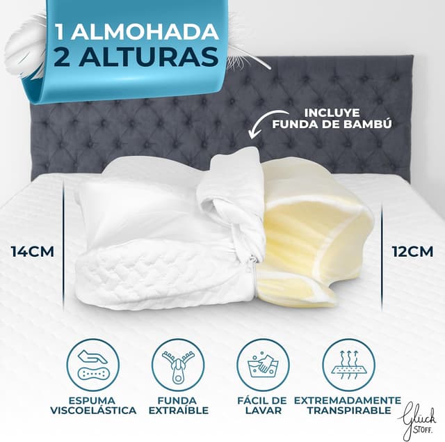 Detalle 2 de Glückstoff Almohada Cervical viscoelástica 1 unidad