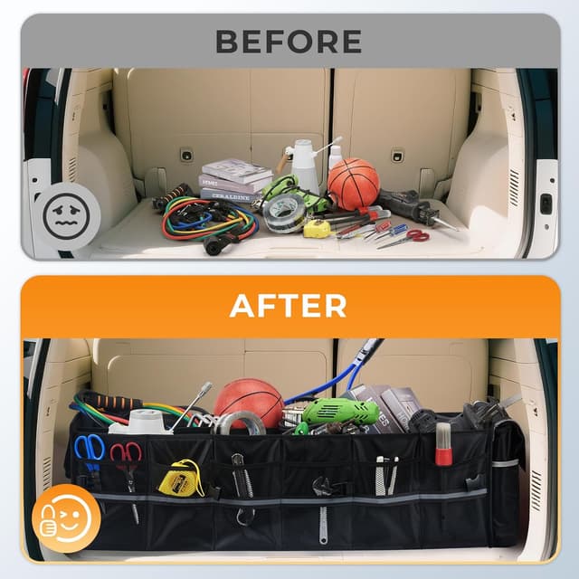 Detalle de HIRALIY 4-in-1 Car Trunk Storage Organizer with Leakproof Cooler Bag (1680D Oxford)