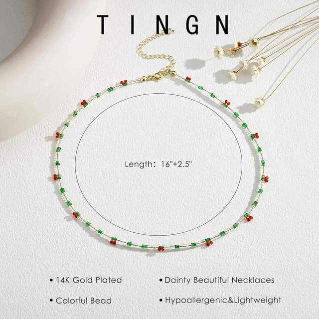 Thumbnail 6 de TINGN bunte Perlenkette für Damen, handgefertigt im Boho-Stil – verstellbar mit Herz-Motiv