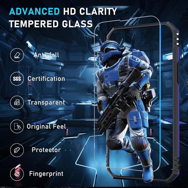 Detalle 2 de Janmitta Case for iPhone 14 & iPhone 13 with Slide Camera Lens Cover, Kickstand & Tempered Glass Screen Protector (Purple)