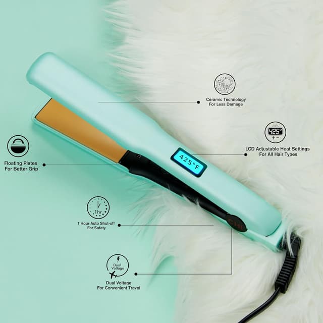 Detalle 2 de CHI Original Flat Iron Hair Straightener (1.25" Ceramic Floating Plates) — Mint Mojito