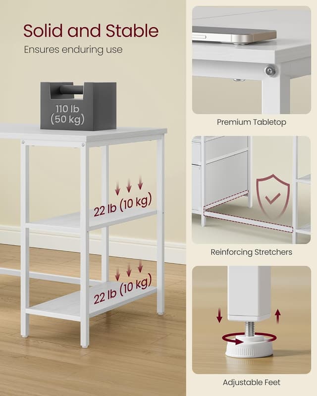 Thumbnail 5 de VASAGLE LWD104WF01 140x60cm work desk