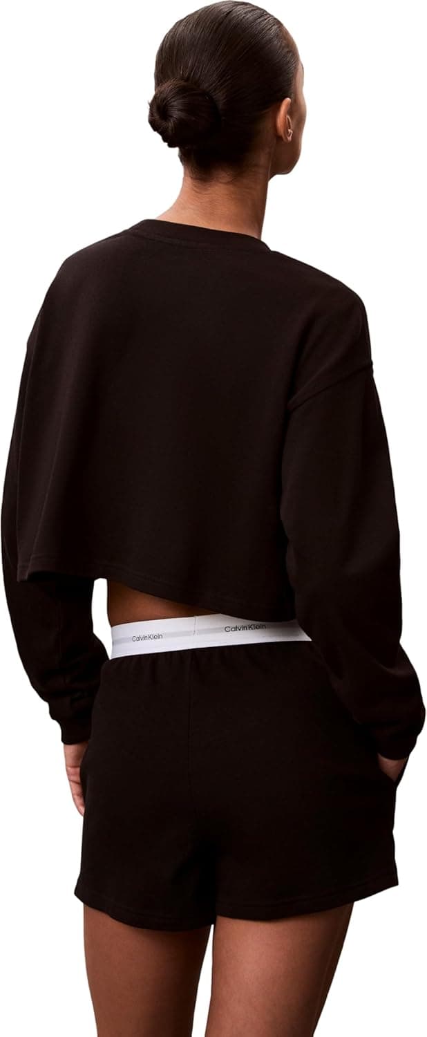 Detalle 2 de Short d’intérieur femme Calvin Klein en jersey logo avec ceinture emblématique