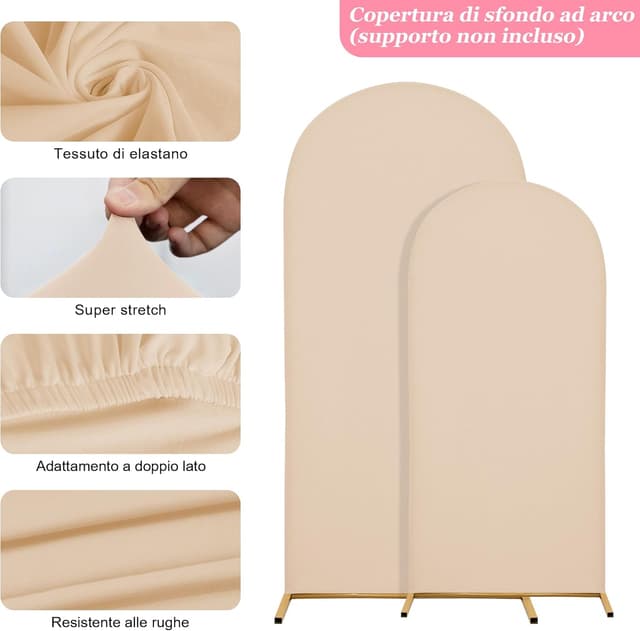 Detalle de Copertura per arco nuziale per sfondo e telaio ad arco (Beige, 6–6.6–7.2FT)