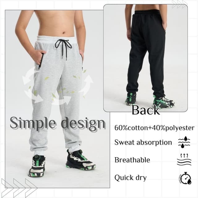 Detalle de 3er-Pack Jungenhose: Jogginghose & Loose Freizeithose mit Stretch – für Herbst und Winter