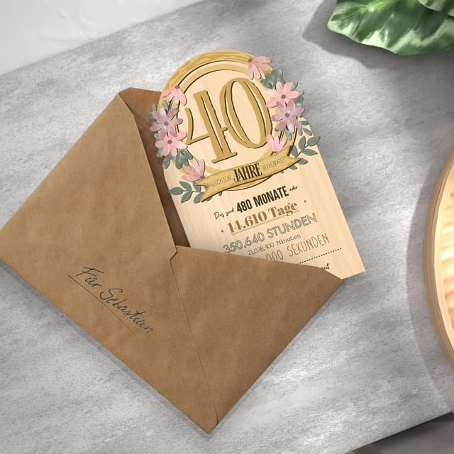 Thumbnail 5 de Rubinhochzeit Karte 40 Jahre Holzkarte