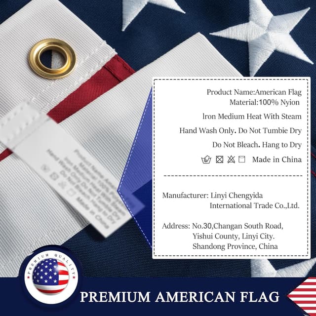 Detalle de DANF FLAG Heavy-Duty American Flag 3x5 Ft for Outside (Nylon, Embroidered Stars, Sewn Stripes)