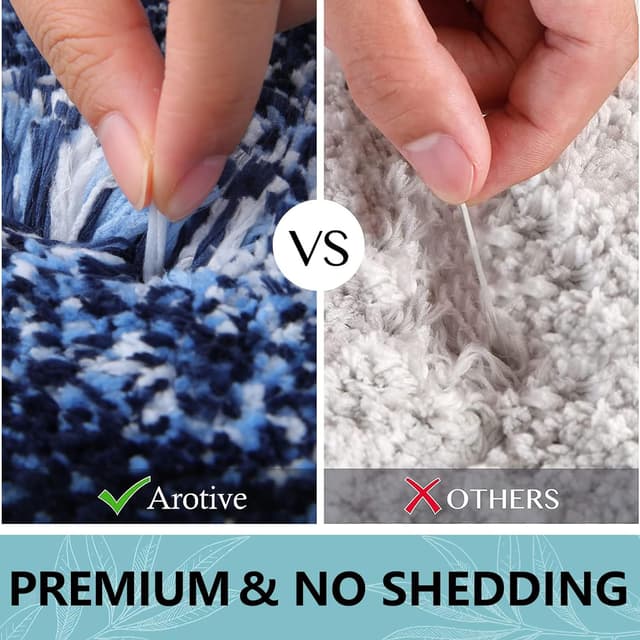 Detalle 2 de Arotive Microfiber Shaggy Bathroom Rug (24x16) with Non-Slip Rubber Backing, Blue