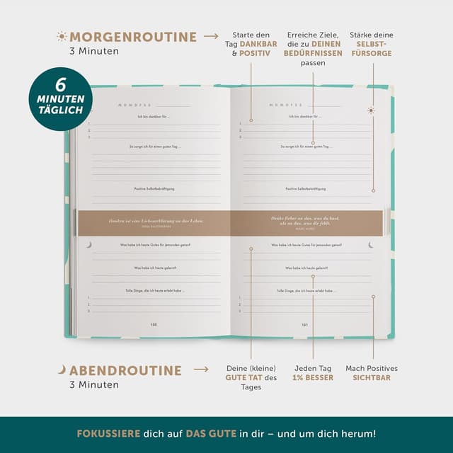 Thumbnail 2 de 6‑Minuten Tagebuch 2026 Dankbarkeitstagebuch 📘