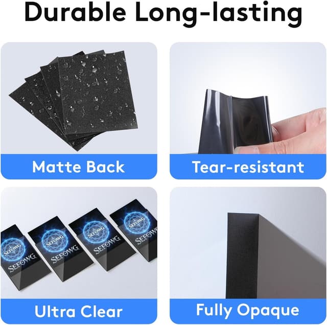 Detalle 2 de SEFOWG 1200-Count Black Card Sleeves for MTG/TCG (Matte, Double-Sided Protectors)