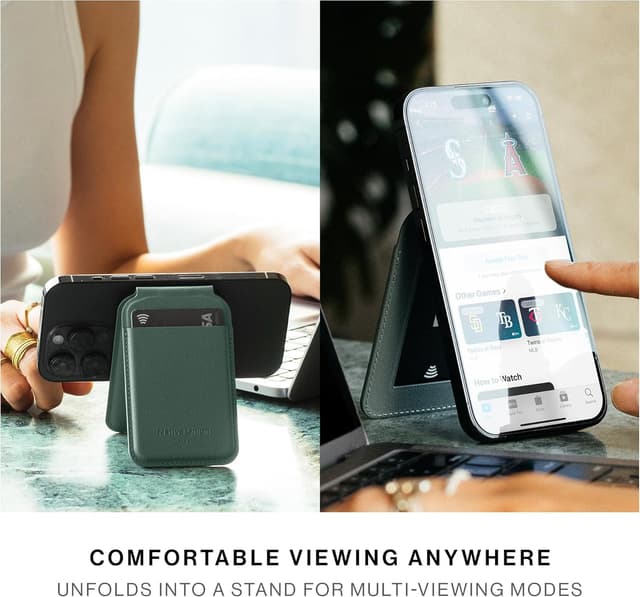 Detalle 2 de Native Union Active Wallet Stand MagSafe card holder with 4-card storage and fold-out stand (Sandstone)