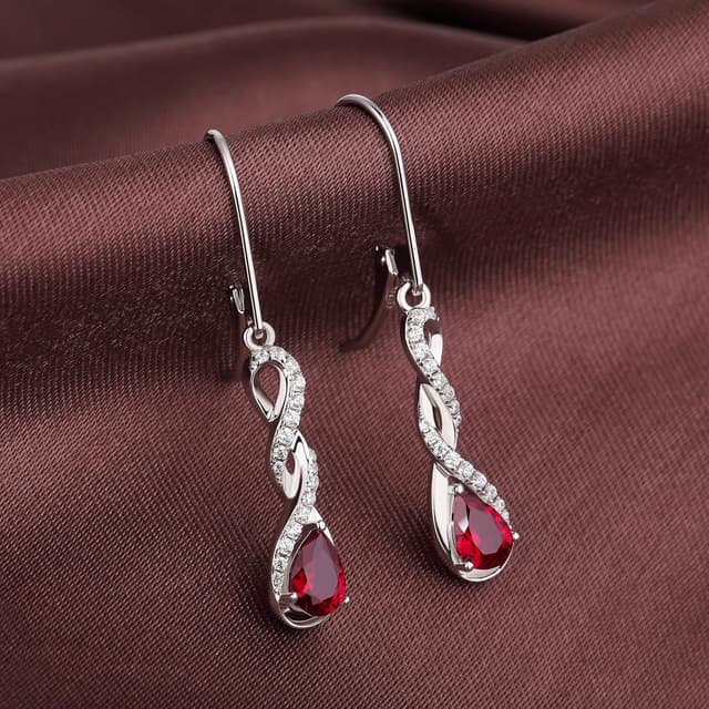 Detalle de Jiamiaoi Hängende Unendlichkeit-Infinity Ohrringe aus 925 Sterling Silber, 18K Weißgold plattiert (Silber)