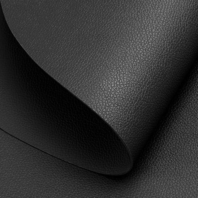 Detalle 2 de Myir JUN Tischsets aus Kunstleder (Schwarz) mit Untersetzern – abwaschbar, doppelseitig, rutschfest (6er-Set)