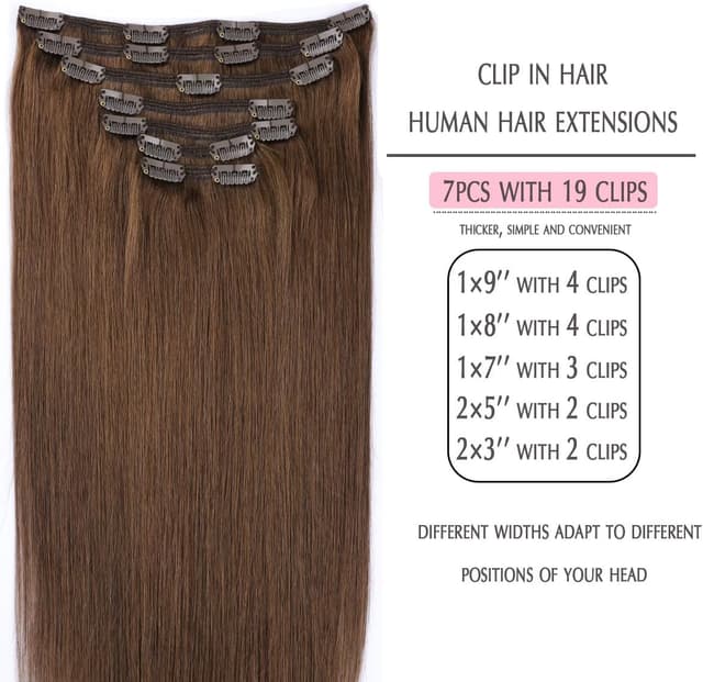 Detalle 2 de SURNEL Extensiones de Pelo Natural Clip 45cm Castaño Chocolate