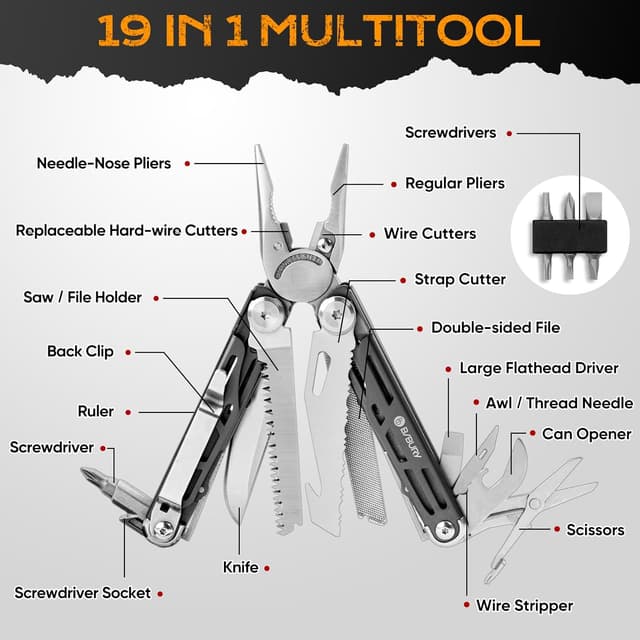 Thumbnail 1 de BIBURY Multitool 19‑in‑1 Edelstahl
