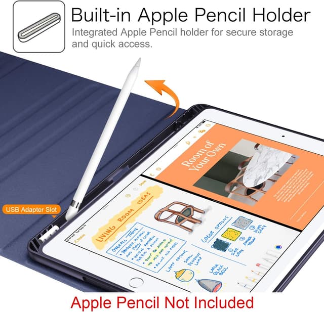 Detalle de FINTIE Tastatur Hülle für iPad 10.2 Zoll (9./8./7. Gen.) mit QWERTZ, Pencil-Halter und magnetischer Tastatur – Marineblau