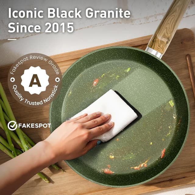 Detalle 2 de DishDelight Induction Pots and Pans Set (Nonstick Granite, 12-Piece) in Green