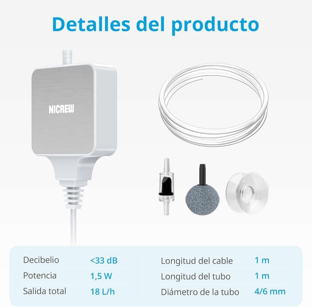Thumbnail 5 de NICREW Oxigenador Acuario Ultra-Silencioso 18 L/h