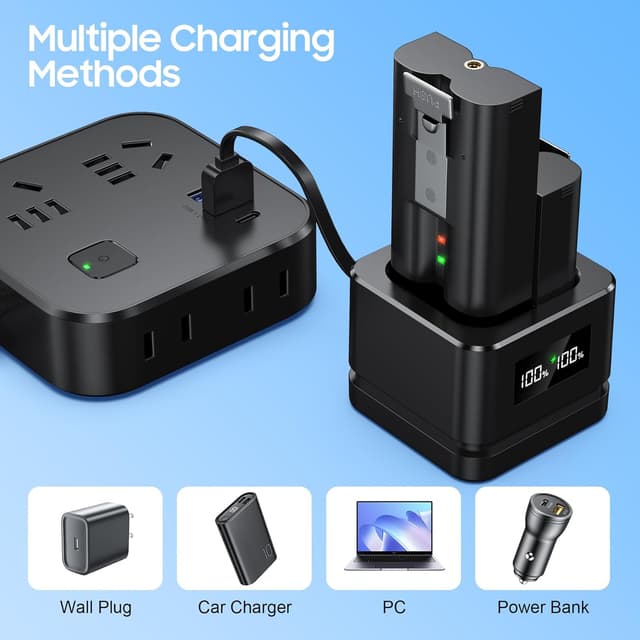 Detalle de Ersatz-Batterie für Ring Türglocke 2/3/4/3plus, Spotlight Cam & Stick Up Cam – 2er-Pack mit LED-Digitalanzeige