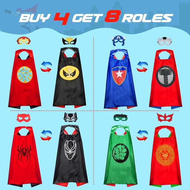 Thumbnail 5 de Roko Toys Superhero Capes for Kids 4-Pack