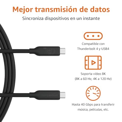 Detalle 2 de Amazon Basics Cable USB-C a USB-C 1 m, 240 W