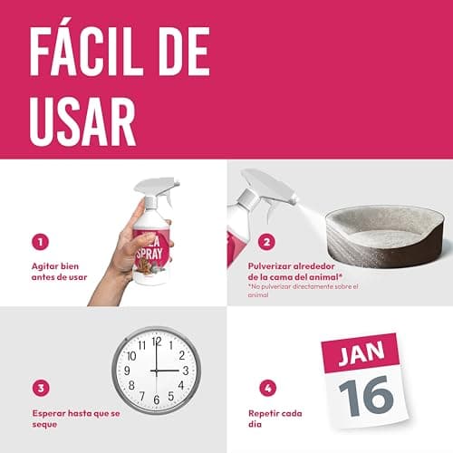 Detalle 2 de Petsly Spray Antipulgas para Perros y Gatos de 500 ml con geraniol (no mancha) antiparasitario para hogar