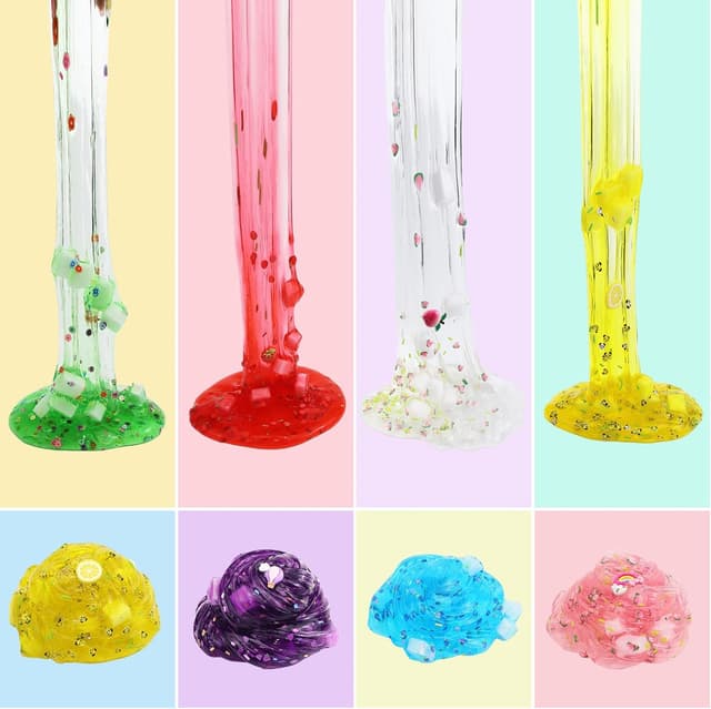 Detalle 2 de UIVIEHIR Jelly Cube Clear Slime Kit (8-Pack) for Kids—Crunchy, Scented Stress-Relief Slime