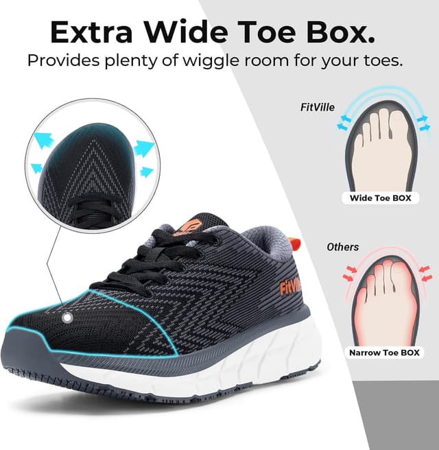 Detalle 2 de FitVille Extra Weite Laufschuhe Herren – gedämpfte, atmungsaktive Jogging- und Fitness-Sneaker