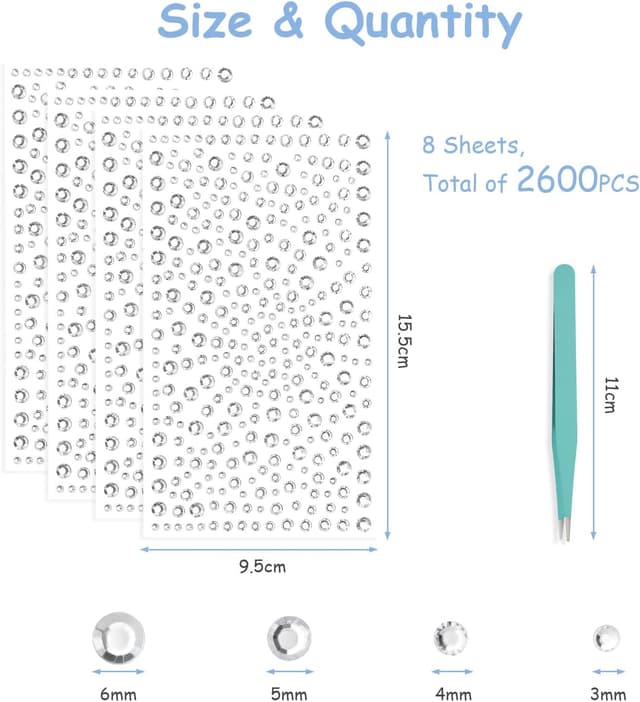 Thumbnail 1 de Vicloon Piedras brillantes autoadhesivas 2600 unidades