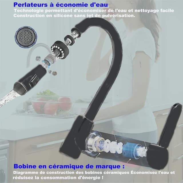 Thumbnail 4 de XWIHTR Robinet de cuisine rétractable 60 cm