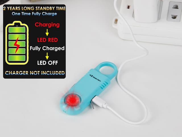 Thumbnail 6 de 135dB Rechargeable Personal Safety Alarm Torchlight Keychain Siren (Aqua) – USB Rechargeable SOS Strobe & Torch