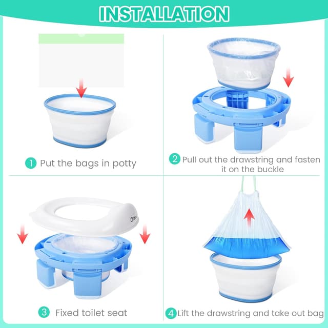 Detalle de 100pcs Portable Potty Liner Disposable Bags (5 Rolls) with Drawstring
