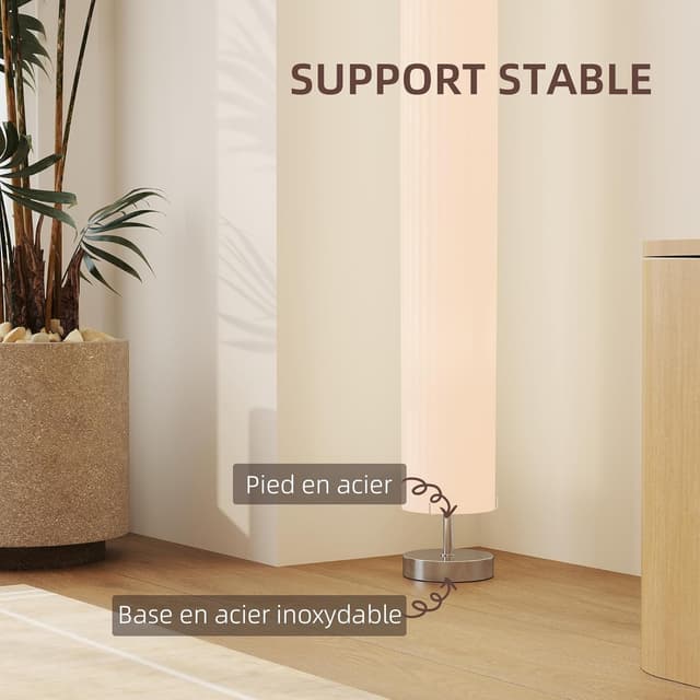 Detalle 2 de HOMCOM lampadaire sur pied de salon moderne avec interrupteur à pied, abat-jour en tissu 120 cm, blanc