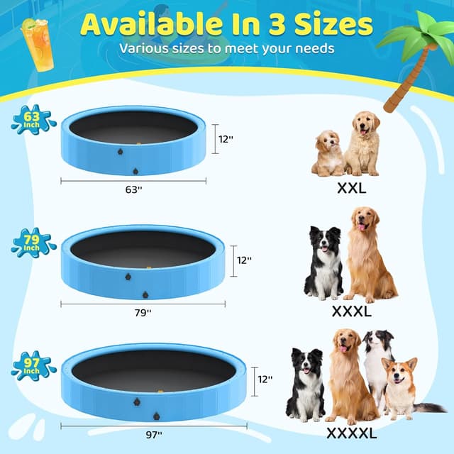 Detalle de Raxurt Dog Pool with Sprinkler (79-inch foldable PVC pet bath tub)