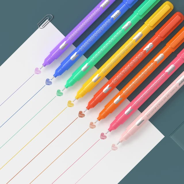 Detalle 2 de AECHY Textmarker-Stiftset (8 Stück) mit Doppelspitze, 8 Farben und 8 Mustern für Bullet Journal & Notizen