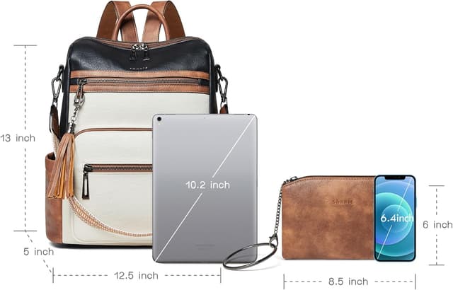 Detalle de Shrrie Backpack Purse for Women – Convertible Faux Leather Travel Backpack Bag