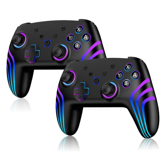 Detalle de Riscvma 2er Wireless-Controller Set für Switch/Switch 2/Switch Lite/OLED/PC – RGB, Dual-Vibration, 6-Achs-Gyro & Turbo