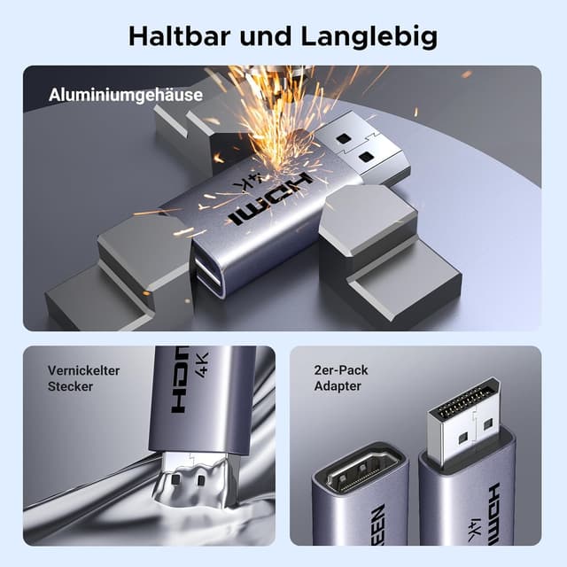 Thumbnail 6 de UGREEN DP-auf-HDMI Adapter 4K@30Hz, 2 Stück