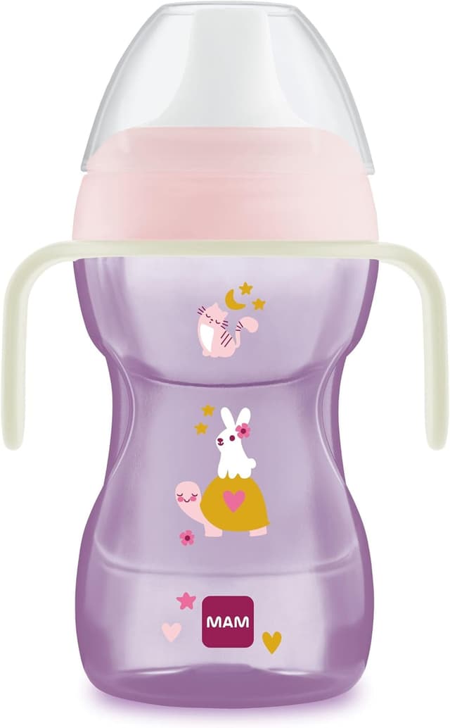 Detalle de MAM Fun to Drink Cup Night tazza bambini 270 ml rosa (8+ mesi) con manici luminosi e beccuccio anti-goccia