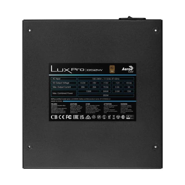 Detalle de Aerocool LUXPRO850 Fuente 850W 80 Plus Bronze 🔌