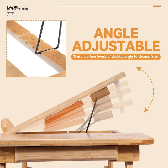 Thumbnail 3 de Adjustable Bamboo Laptop Desk with Cooling Fan