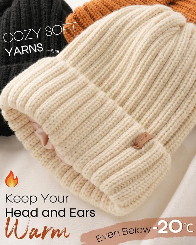 Thumbnail 3 de FURTALK Satin Lined Beanie