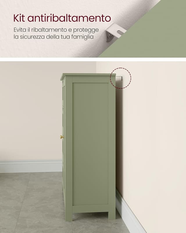 Thumbnail 5 de VASAGLE mobile bagno verde foresta 4 cassetti