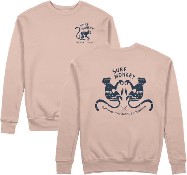 Detalle de Felpa classica girocollo DRESSED IN MUSIC PLAY WITH ME con stampa Surf Monkey