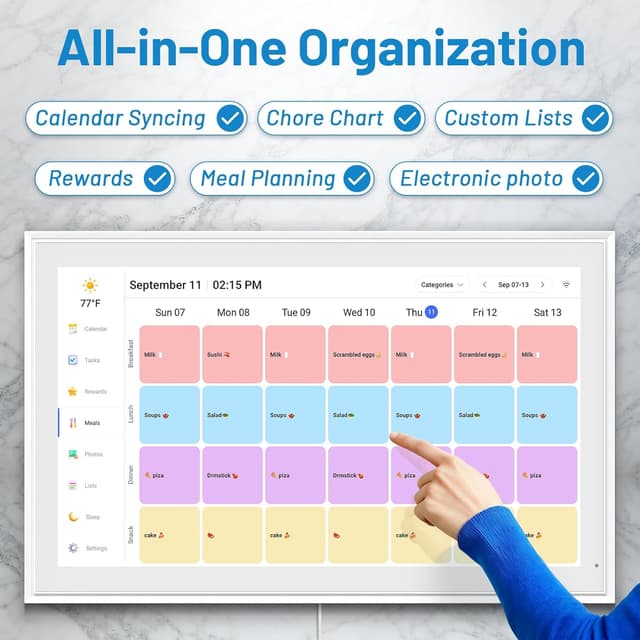 Detalle de Digital Calendar Smart Wall Display (21.5-Inch) for 2026 Planning, Chore Tasks, Weather & Photo Frame