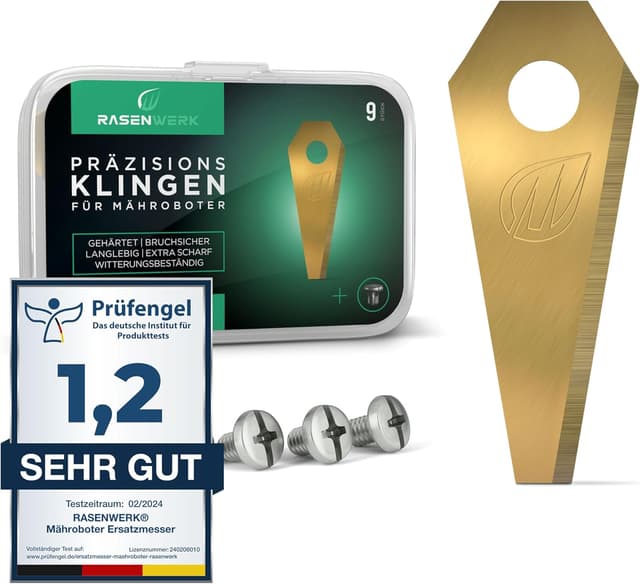 RASENWERK Mähroboter-Messerset für Bosch Indego – Universal Ersatzklingen mit 9 Schrauben (Titancarbid legiert)