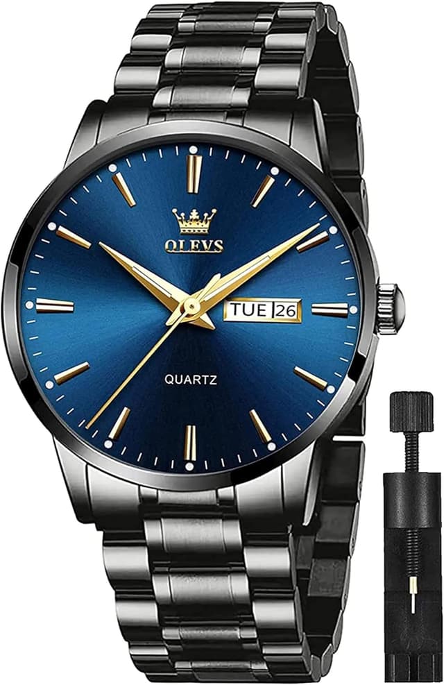 Detalle de OLEVS Mens Quartz Date Watch, 30 m water