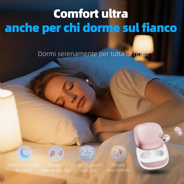 Detalle 2 de ZOVIMAX Cuffie Bluetooth per dormire sul fianco con modalità sonno doppia, 40 ore, IPX7 e display LED