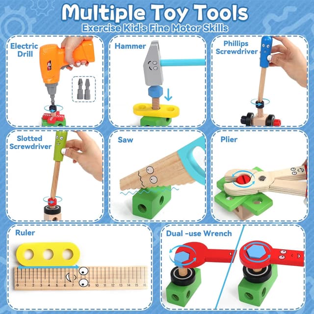Thumbnail 3 de Kids Tool Set Wooden 47‑Piece Kit