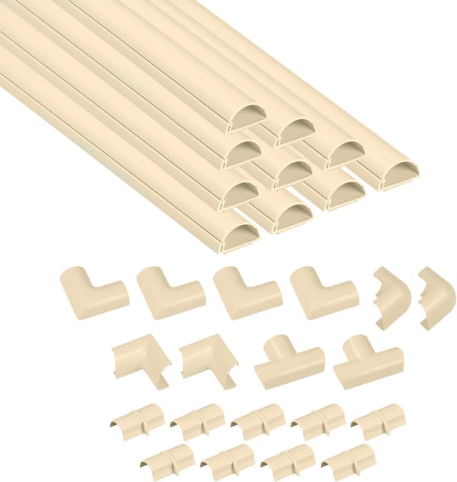 Detalle de D-Line 30x15-mm Kabelkanal Multipack 4 m mit halbrundem Profil, selbstklebend & überstreichbar (Magnolia)